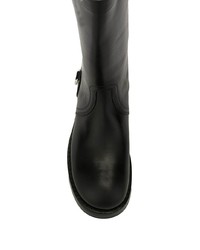 schwarze Lederfreizeitstiefel von Raf Simons