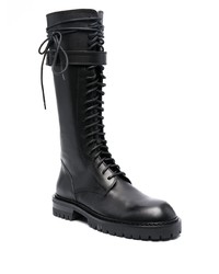 schwarze Lederfreizeitstiefel von Ann Demeulemeester