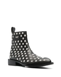 schwarze Lederfreizeitstiefel von Moschino