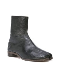 schwarze Lederfreizeitstiefel von Maison Margiela