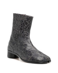 schwarze Lederfreizeitstiefel von Maison Margiela