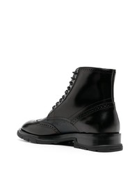 schwarze Lederfreizeitstiefel von Alexander McQueen