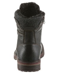 schwarze Lederfreizeitstiefel von Tom Tailor