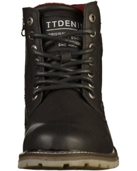 schwarze Lederfreizeitstiefel von Tom Tailor