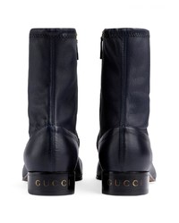 schwarze Lederfreizeitstiefel von Gucci