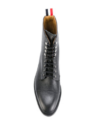 schwarze Lederfreizeitstiefel von Thom Browne