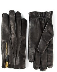 schwarze Lederhandschuhe von Alexander McQueen