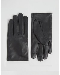 schwarze Lederhandschuhe von Asos