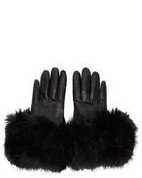 schwarze Lederhandschuhe von Calvin Klein Collection
