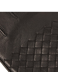schwarze Lederhandschuhe von Bottega Veneta