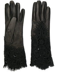 schwarze Lederhandschuhe von Ermanno Scervino