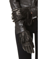 schwarze Lederhandschuhe von Diane von Furstenberg