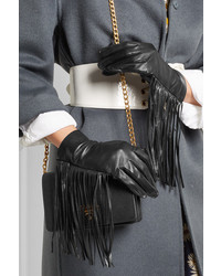 schwarze Lederhandschuhe von Prada