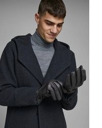 schwarze Lederhandschuhe von Jack & Jones