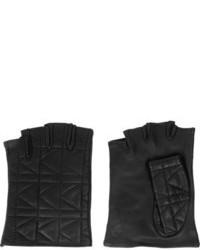 schwarze Lederhandschuhe von Karl Lagerfeld