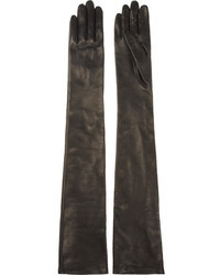schwarze Lederhandschuhe von Lanvin