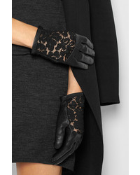 schwarze Lederhandschuhe von Nina Ricci