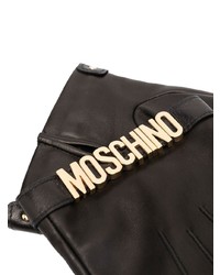 schwarze Lederhandschuhe von Moschino