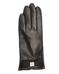 schwarze Lederhandschuhe von Kate Spade