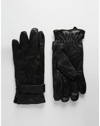 schwarze Lederhandschuhe von Peter Werth