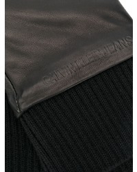 schwarze Lederhandschuhe von Calvin Klein Jeans