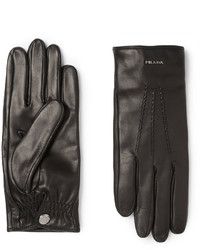 schwarze Lederhandschuhe von Prada