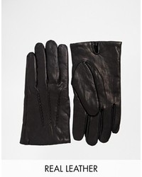 schwarze Lederhandschuhe von Selected