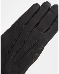 schwarze Lederhandschuhe von Selected