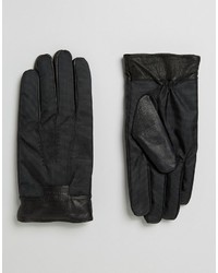 schwarze Lederhandschuhe von Ted Baker