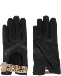 schwarze Lederhandschuhe von Valentino