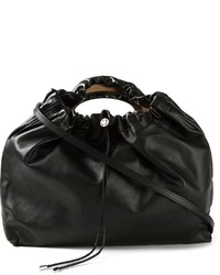 schwarze Lederhandtasche