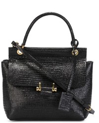 schwarze Lederhandtasche von Lanvin