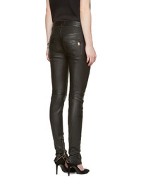 schwarze Lederhose von Balmain