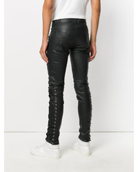 schwarze Lederhose von Balmain