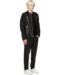 schwarze Lederjacke von Diesel