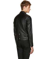 schwarze Lederjacke von Saint Laurent