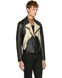 schwarze Lederjacke von Saint Laurent