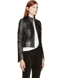 schwarze Lederjacke von Haider Ackermann