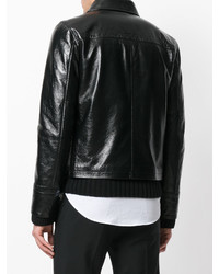 schwarze Lederjacke von Saint Laurent