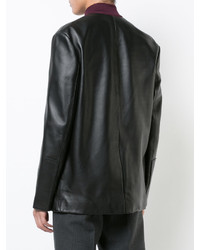 schwarze Lederjacke von Maison Margiela