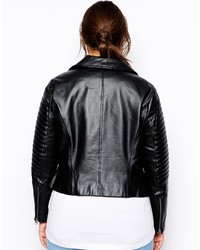 schwarze Lederjacke von Asos