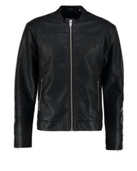 schwarze Lederjacke von Minimum