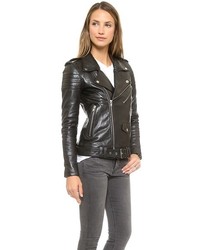 schwarze Lederjacke von BLK DNM