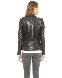 schwarze Lederjacke von BLK DNM