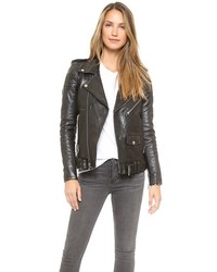 schwarze Lederjacke von BLK DNM