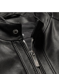 schwarze Lederjacke von Hugo Boss