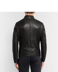 schwarze Lederjacke von Hugo Boss