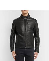 schwarze Lederjacke von Hugo Boss