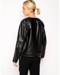 schwarze Lederjacke von Asos