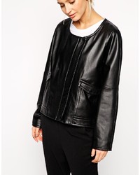 schwarze Lederjacke von Asos